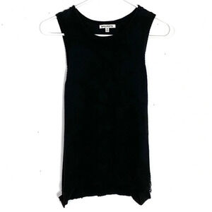 Rag Poets Sleeveless Sweater Womens Size Medium Black Crew Distressed Open Side